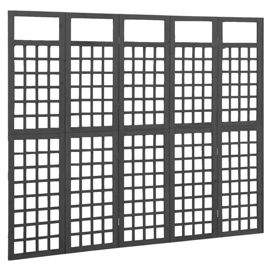 Divisorio a 5 Pannelli Legno Massello di Abete Nero 161x180 cm - homemem39