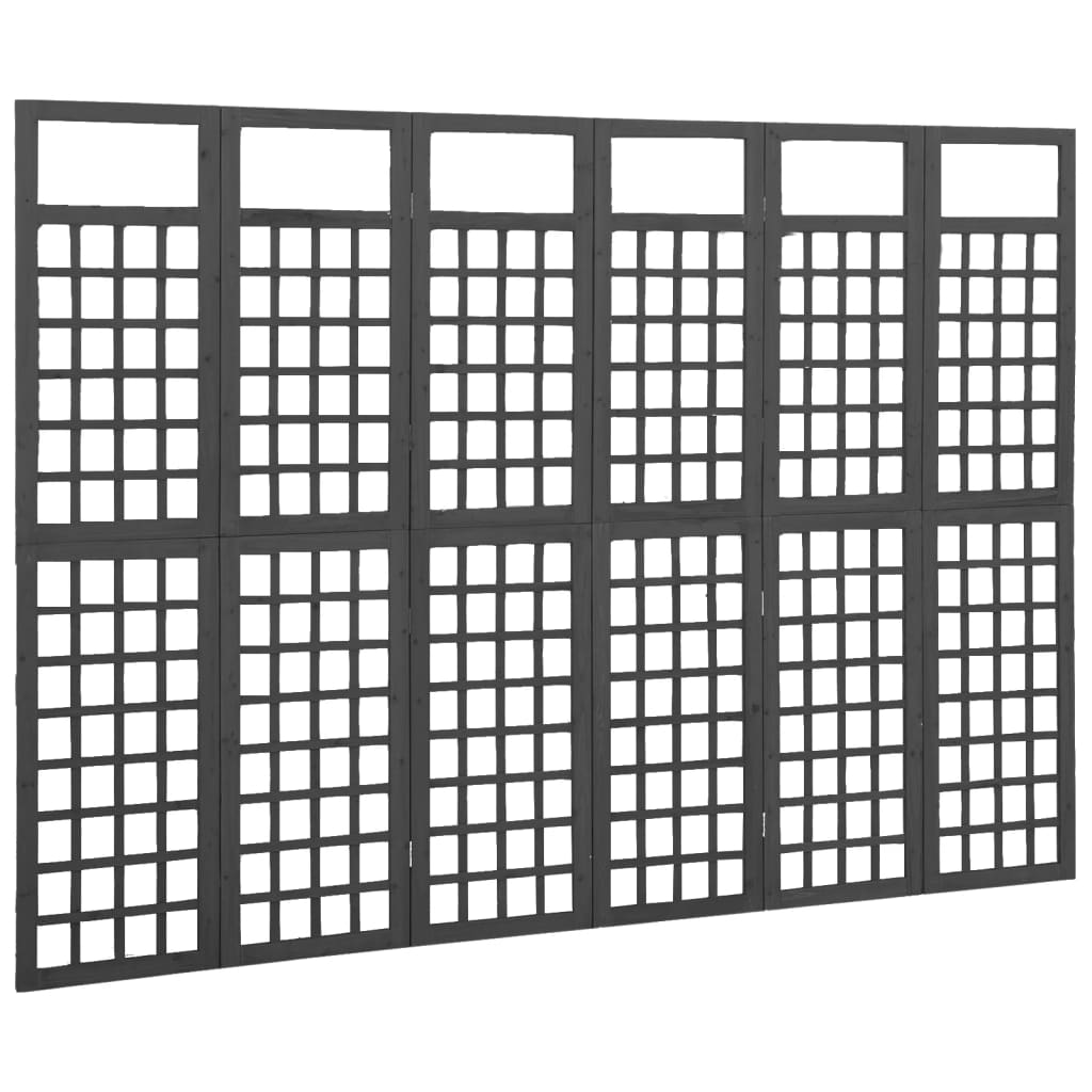 Divisorio a 6 Pannelli in Legno di Abete Nero 242,5x180 cm - homemem39