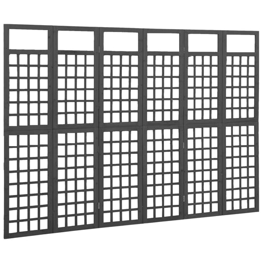 Divisorio a 6 Pannelli in Legno di Abete Nero 242,5x180 cm - homemem39