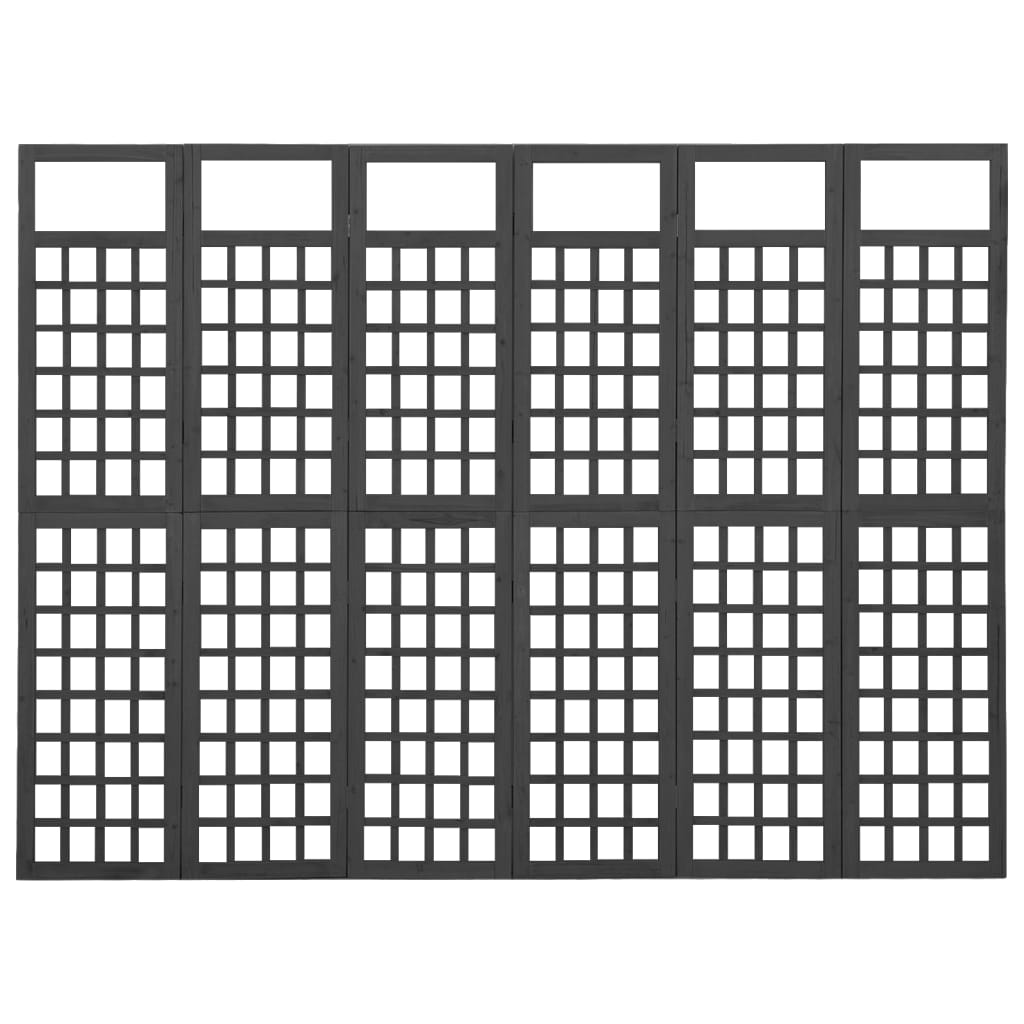 Divisorio a 6 Pannelli in Legno di Abete Nero 242,5x180 cm - homemem39