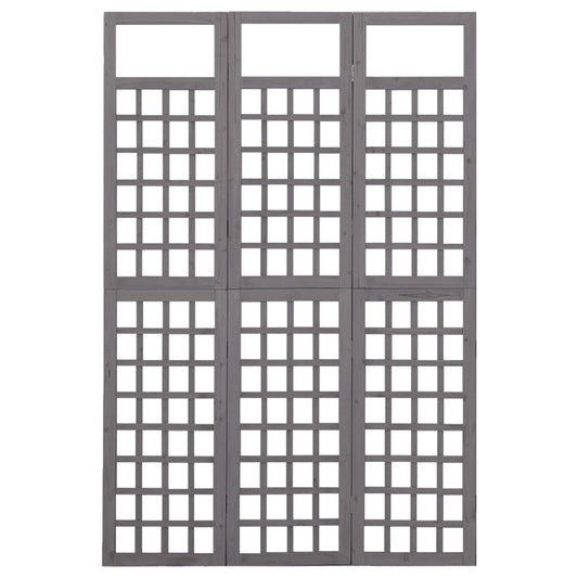 Divisorio a 3 Pannelli in Legno di Abete Grigio 121x180 cm - homemem39