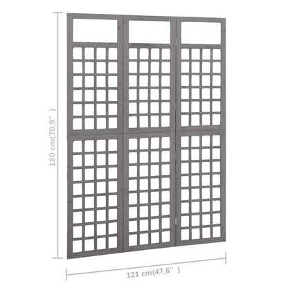 Divisorio a 3 Pannelli in Legno di Abete Grigio 121x180 cm - homemem39