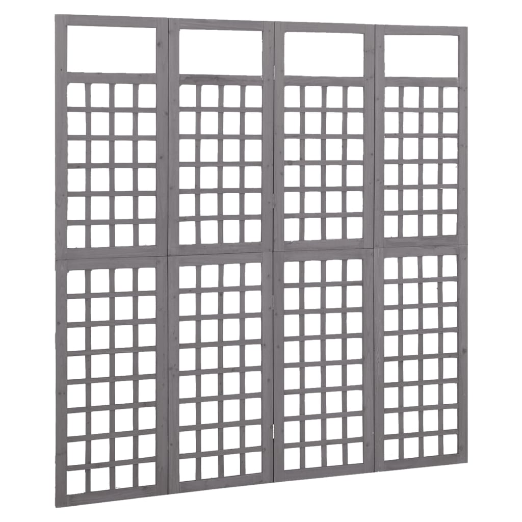 Divisorio a 4 Pannelli in Legno di Abete Grigio 161x180 cm - homemem39