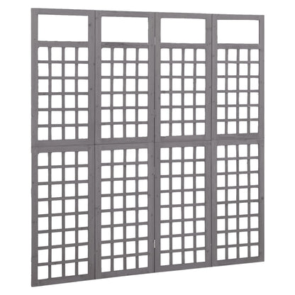 Divisorio a 4 Pannelli in Legno di Abete Grigio 161x180 cm - homemem39