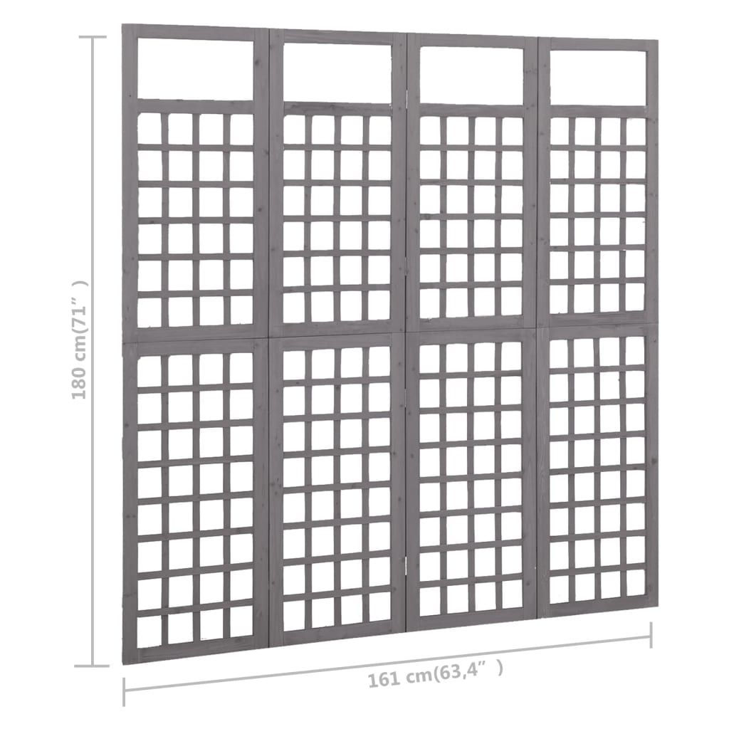 Divisorio a 4 Pannelli in Legno di Abete Grigio 161x180 cm - homemem39