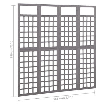 Divisorio a 4 Pannelli in Legno di Abete Grigio 161x180 cm - homemem39