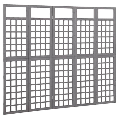 Divisorio a 5 Pannelli in Legno di Abete Grigio 201,5x180 cm