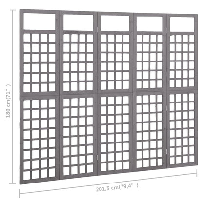 Divisorio a 5 Pannelli in Legno di Abete Grigio 201,5x180 cm - homemem39