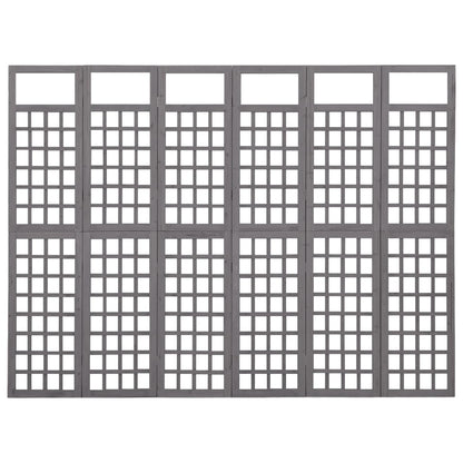 Divisorio a 6 Pannelli in Legno di Abete Grigio 242,5x180 cm - homemem39