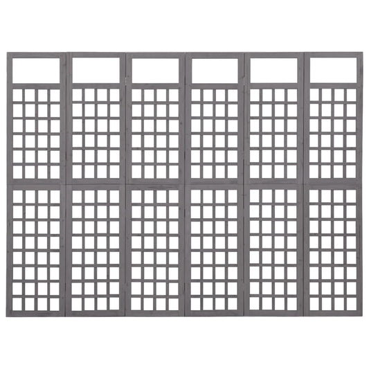 Divisorio a 6 Pannelli in Legno di Abete Grigio 242,5x180 cm - homemem39