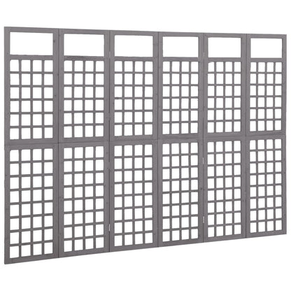 Divisorio a 6 Pannelli in Legno di Abete Grigio 242,5x180 cm - homemem39
