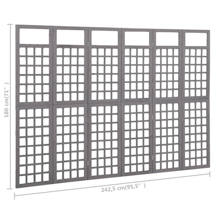 Divisorio a 6 Pannelli in Legno di Abete Grigio 242,5x180 cm - homemem39