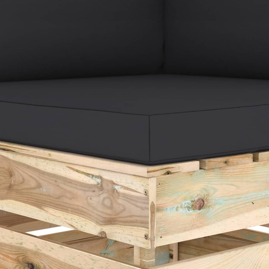 Divano Angolare Modulare con Cuscini in Legno Impregnato Verde