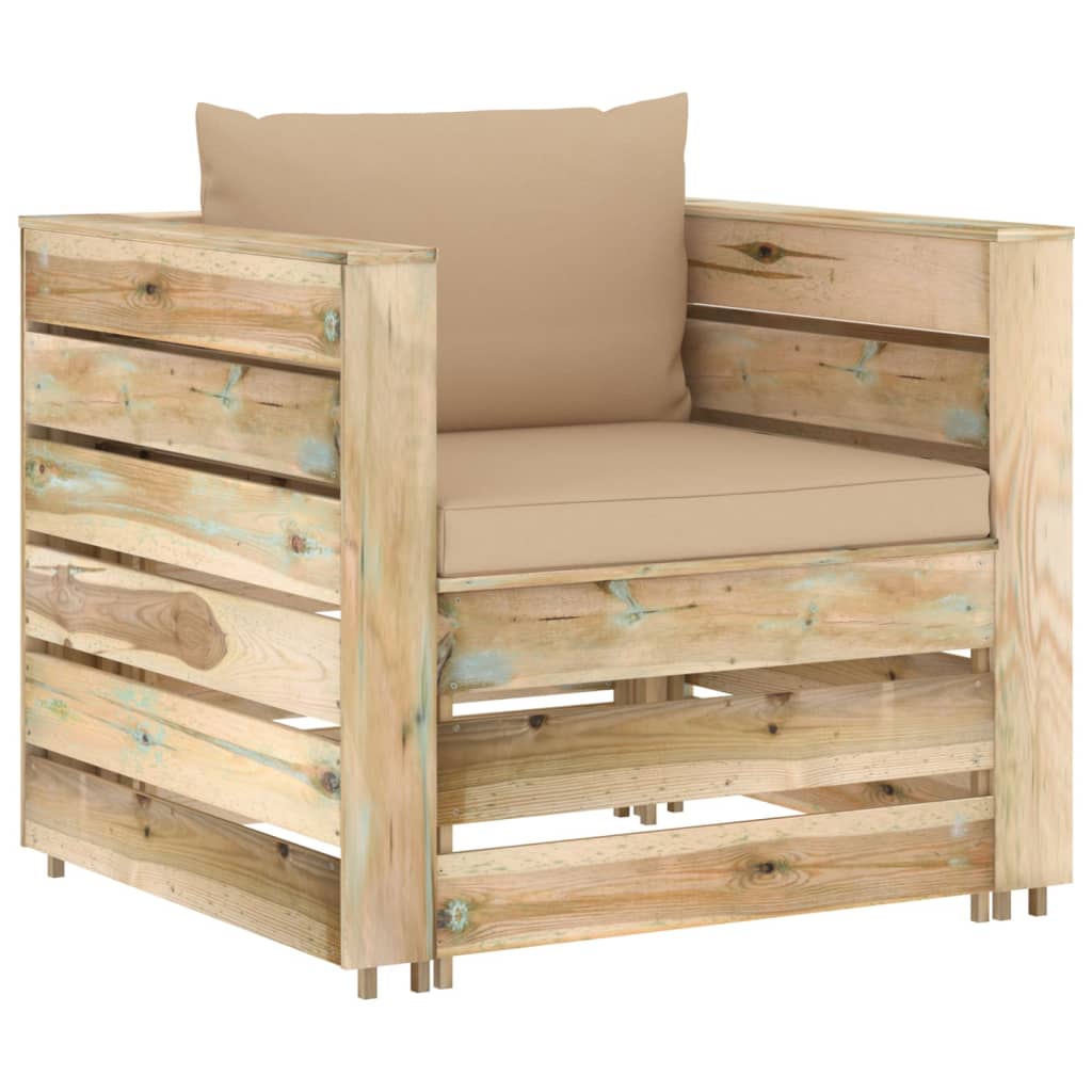 Set Salotto da Giardino 2pz con Cuscini Legno Impregnato Verde | homemem39