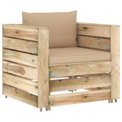 Set Salotto da Giardino 2pz con Cuscini Legno Impregnato Verde | homemem39