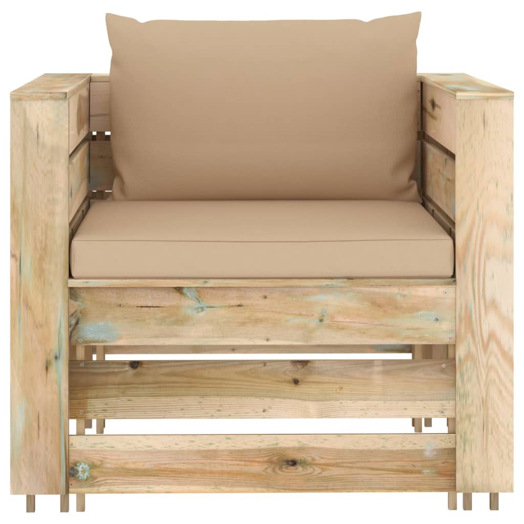 Set Salotto da Giardino 2pz con Cuscini Legno Impregnato Verde | homemem39