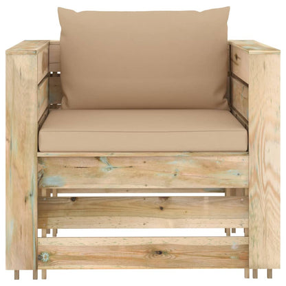 Set Salotto da Giardino 2pz con Cuscini Legno Impregnato Verde | homemem39