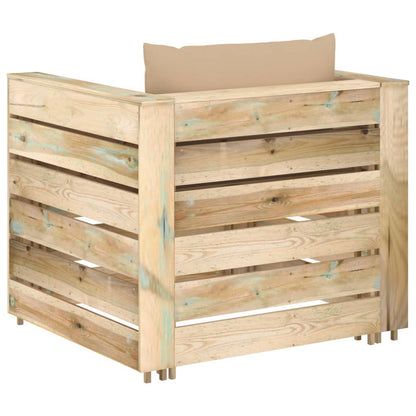 Set Salotto da Giardino 2pz con Cuscini Legno Impregnato Verde | homemem39