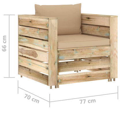 Set Salotto da Giardino 2pz con Cuscini Legno Impregnato Verde | homemem39