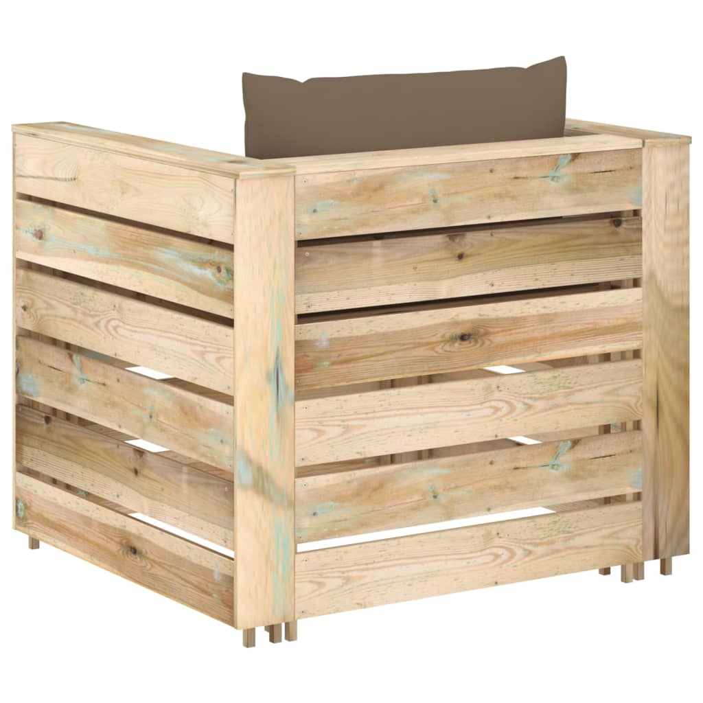 Set Divani da Giardino con Cuscini 2 pz Legno Impregnato Verde | homemem39