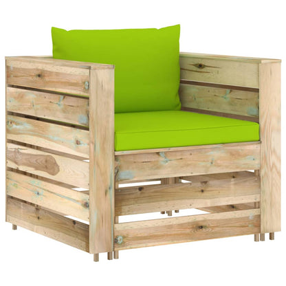 Set Divani da Giardino con Cuscini 2 pz Legno Impregnato Verde | homemem39