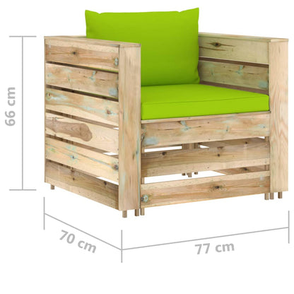 Set Divani da Giardino con Cuscini 2 pz Legno Impregnato Verde | homemem39