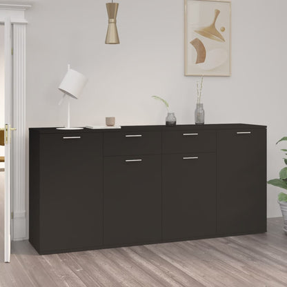 Credenza Nera 160x36x75 cm in Legno Multistrato - homemem39