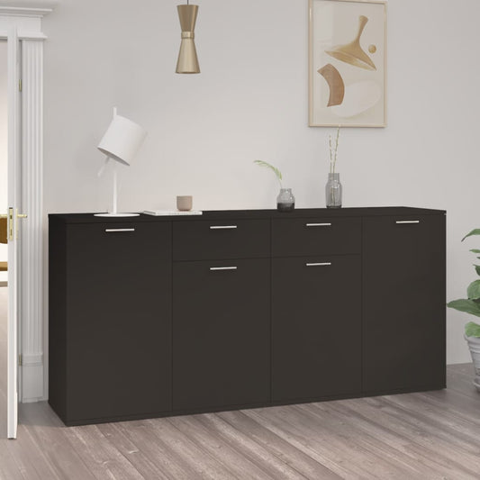 Credenza Nera 160x36x75 cm in Legno Multistrato - homemem39
