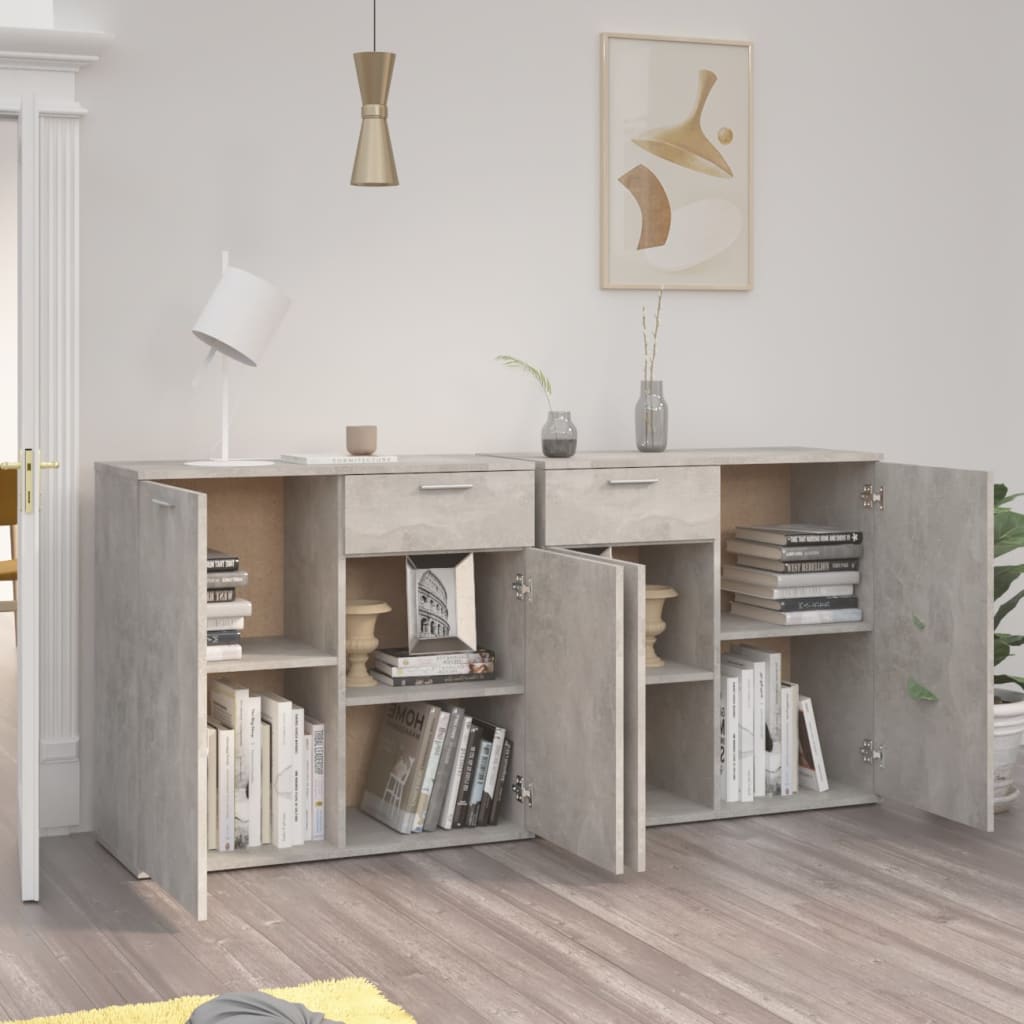 Credenza Grigio Cemento 160x36x75 cm in Legno Multistrato - homemem39