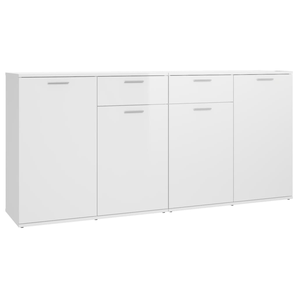 Credenza Bianco Lucido 160x36x75 cm in Legno Multistrato - homemem39