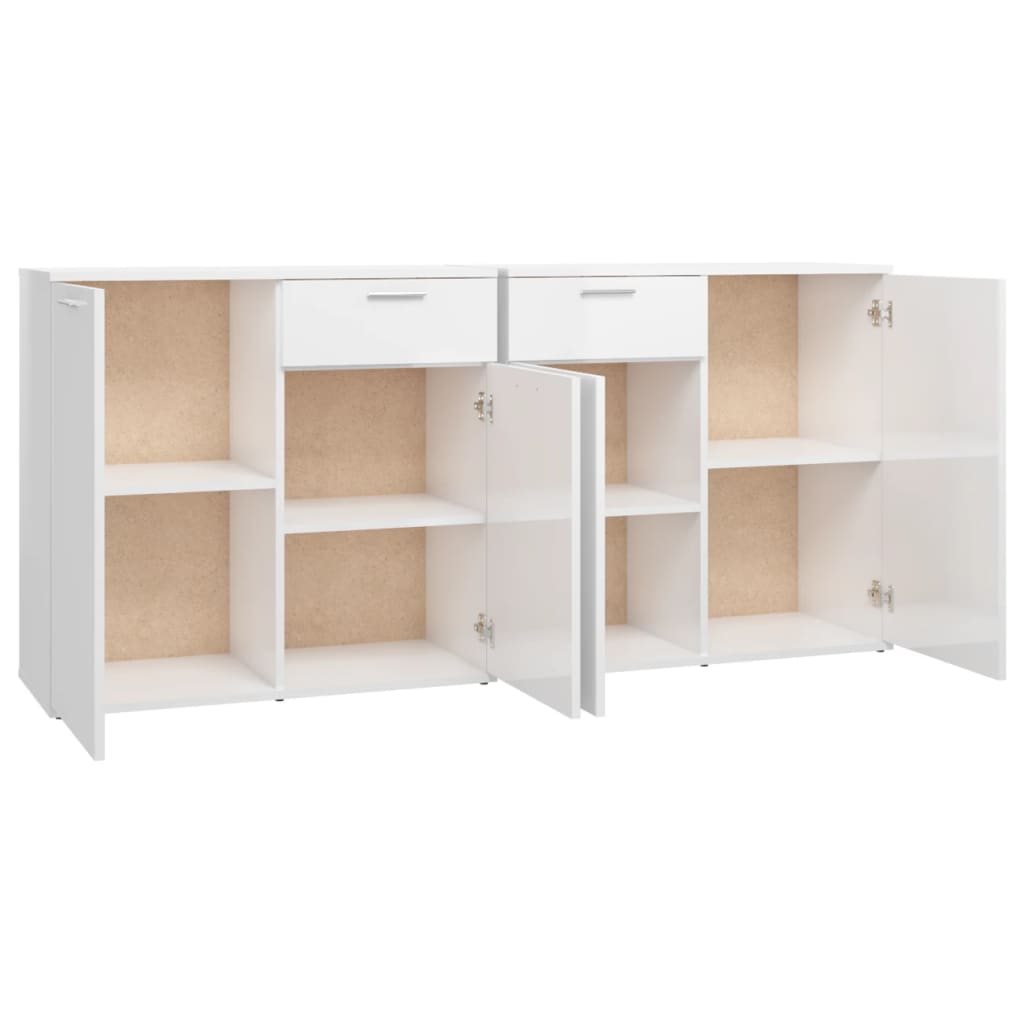 Credenza Bianco Lucido 160x36x75 cm in Legno Multistrato - homemem39