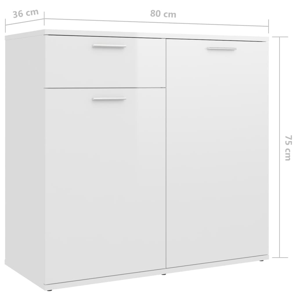 Credenza Bianco Lucido 160x36x75 cm in Legno Multistrato - homemem39