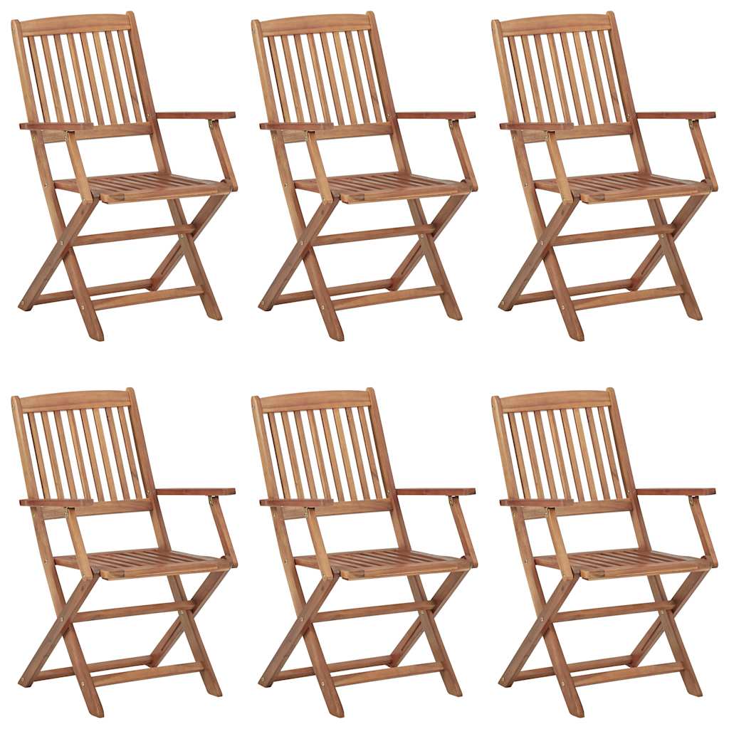 Sedie da Giardino Pieghevoli 6 pz con Cuscini Massello Acacia | homemem39