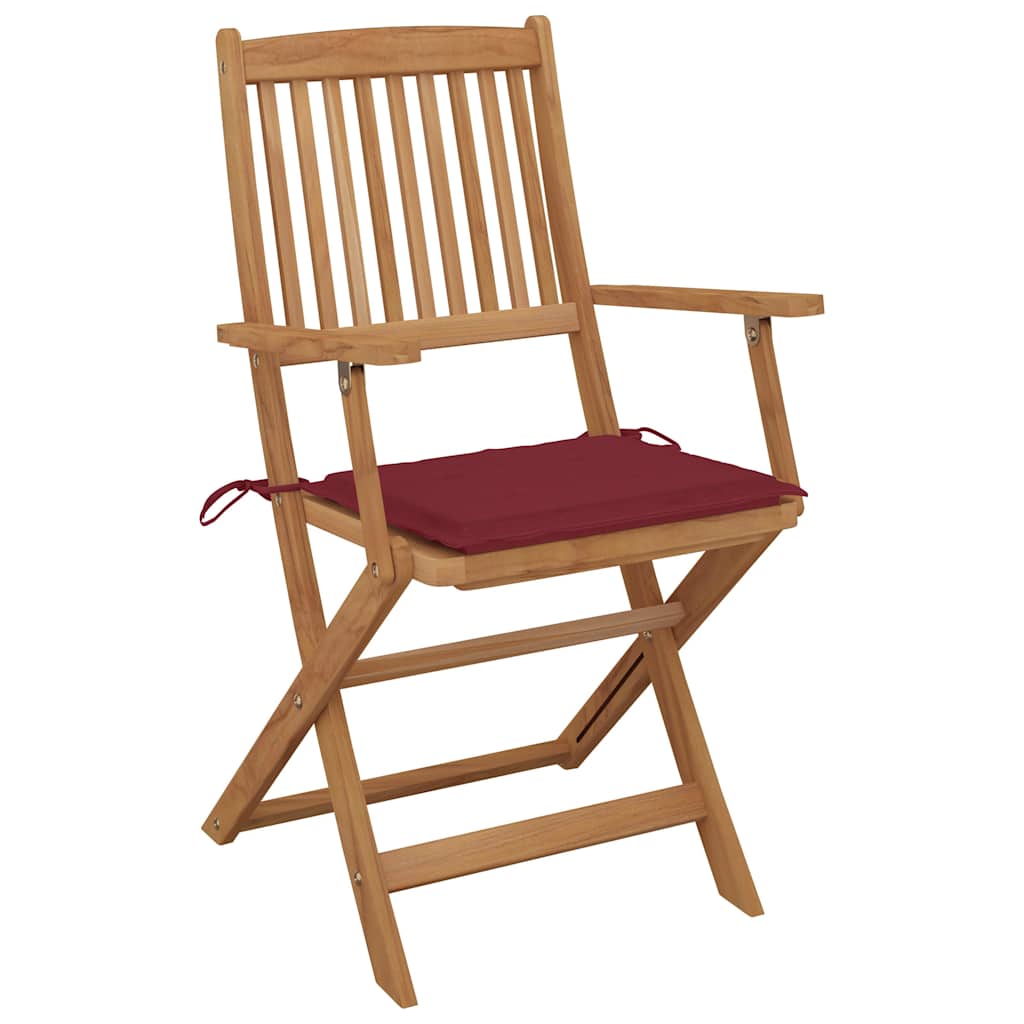 Sedie da Giardino Pieghevoli 6 pz con Cuscini Massello Acacia | homemem39