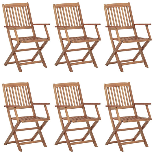 Sedie da Giardino Pieghevoli 6 pz con Cuscini Massello Acacia - homemem39