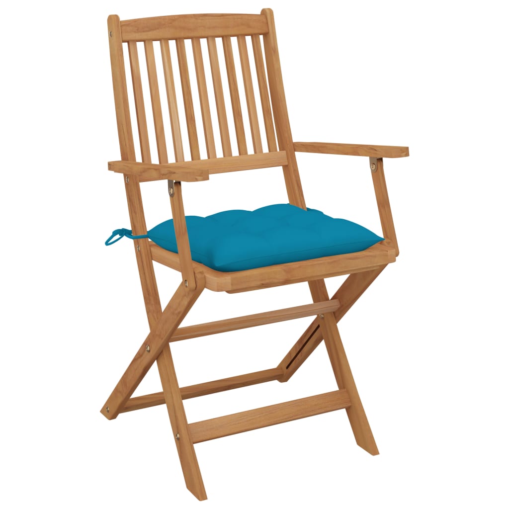 Sedie da Giardino Pieghevoli 6 pz con Cuscini Massello Acacia | homemem39