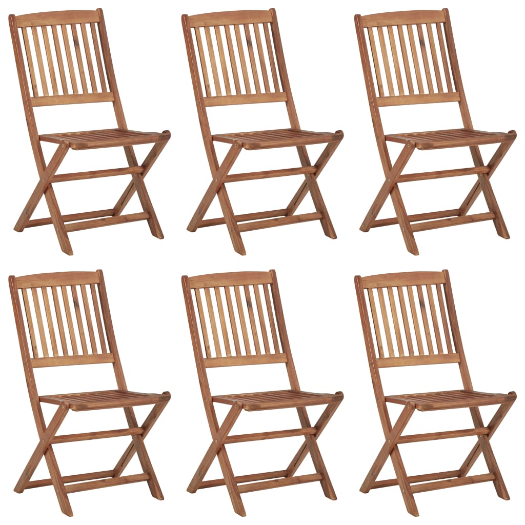 Sedie da Giardino Pieghevoli 6 pz con Cuscini Massello Acacia - homemem39