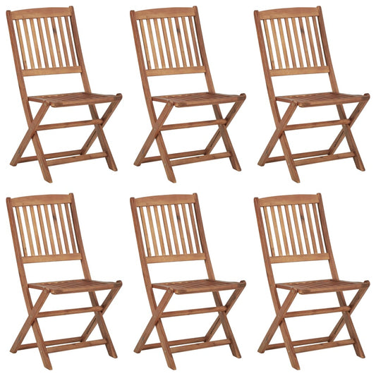 Sedie da Giardino Pieghevoli 6 pz con Cuscini Massello Acacia - homemem39