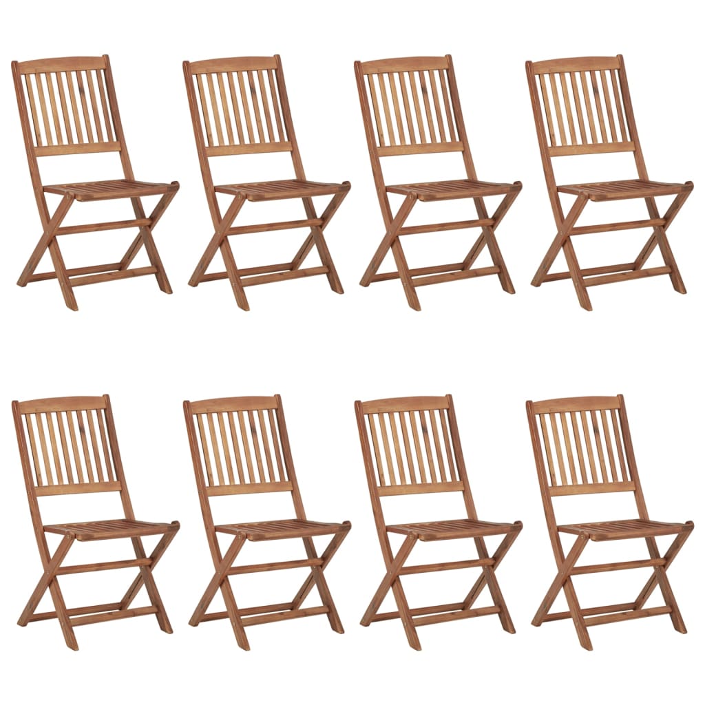 Sedie da Giardino Pieghevoli 8 pz con Cuscini Massello Acacia - homemem39