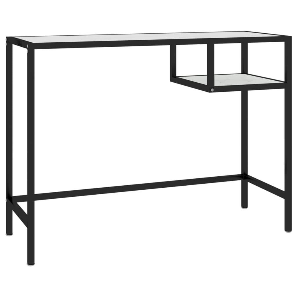 Scrivania per Computer Marmo Bianco 100x36x74cm Vetro Temperato - homemem39