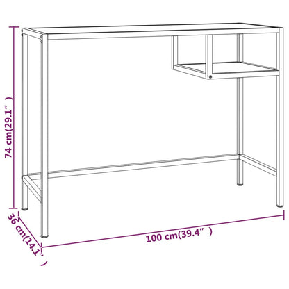 Scrivania per Computer Marmo Bianco 100x36x74cm Vetro Temperato - homemem39