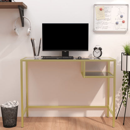 Scrivania per Computer Marmo Nero 100x36x74 cm Vetro Temperato - homemem39