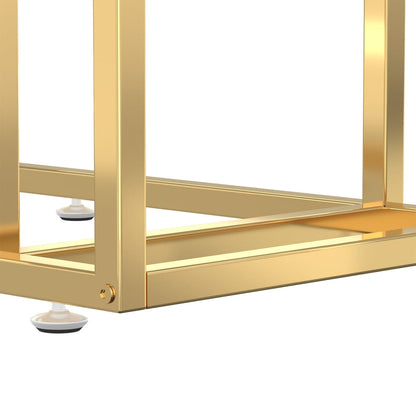 Tavolino per Computer Marmo Nero 50x35x65 cm Vetro Temperato - homemem39