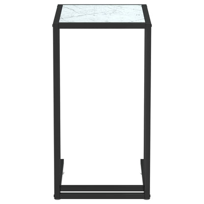 Tavolino per Computer Marmo Bianco 50x35x65 cm Vetro Temperato