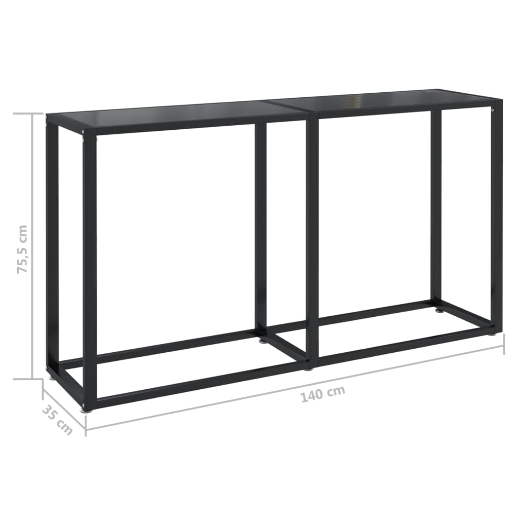 Tavolo Consolle Nero 140x35x75,5 cm in Vetro Temperato - homemem39