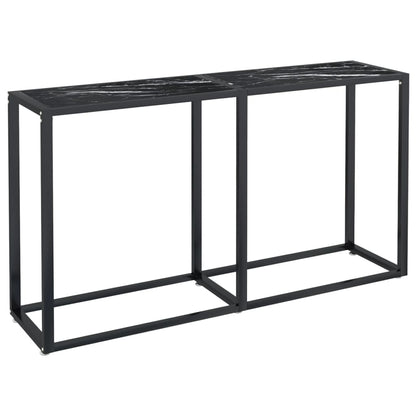 Tavolo Consolle Nero Marmo 140x35x75,5 cm in Vetro Temperato - homemem39