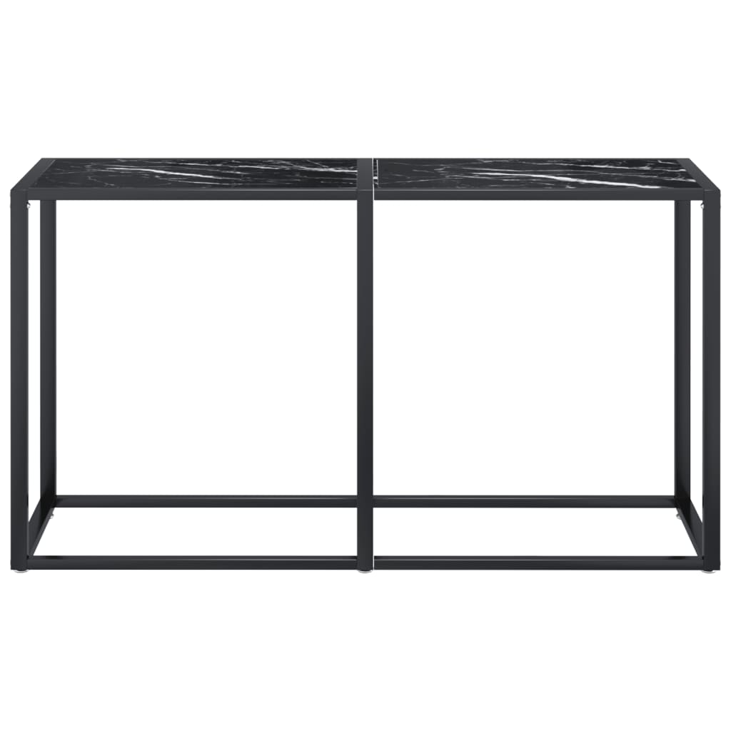 Tavolo Consolle Nero Marmo 140x35x75,5 cm in Vetro Temperato | homemem39