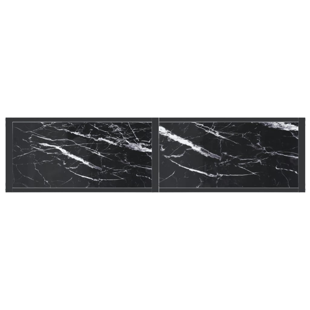 Tavolo Consolle Nero Marmo 140x35x75,5 cm in Vetro Temperato | homemem39