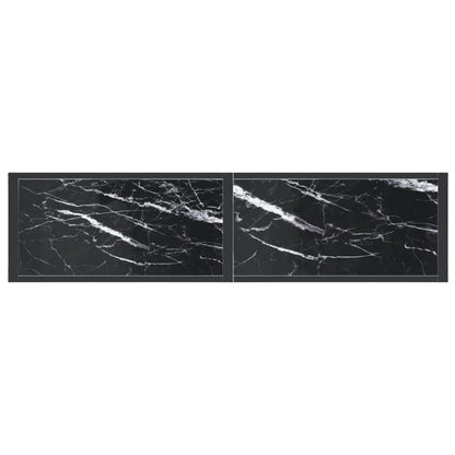 Tavolo Consolle Nero Marmo 140x35x75,5 cm in Vetro Temperato | homemem39
