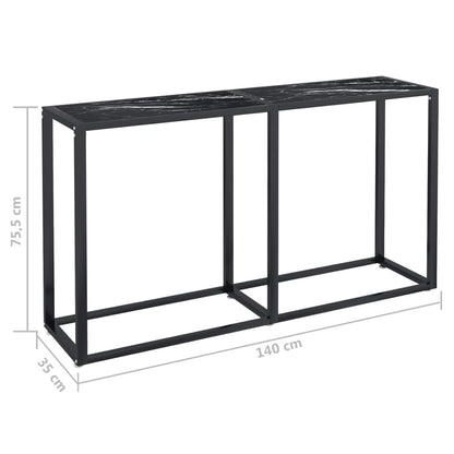 Tavolo Consolle Nero Marmo 140x35x75,5 cm in Vetro Temperato | homemem39